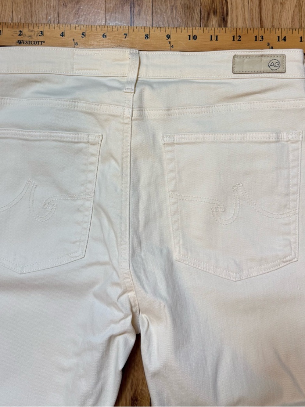 Ag Adriano Goldschmied White Farrah Ankle Seamless Skinny Jeans Ivory - Picture 8 of 12